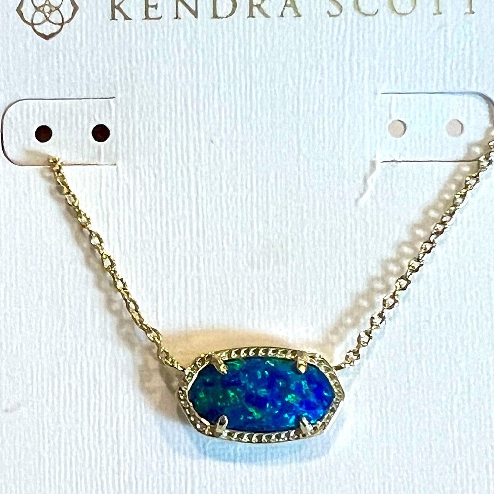 NWT Kendra Scott Elisa Blue Opal & Yellow Gold Retired Stunning Opal Very Rare! - Picture 4 of 14